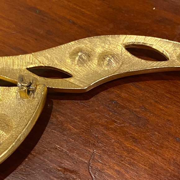 Elegant Modernist Glossy Black Enamel and Gold ToneNecklace with Large Crystals - Picture 9 of 12